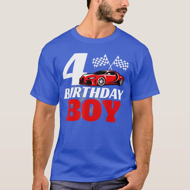 4th Birthday Boy 4 Fourth Race Birthday Racing Dri T-Shirt (Front)