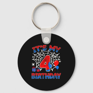 4th birthday boy 4 year old spider web birthday4th key ring