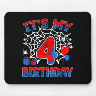4th birthday boy 4 year old spider web birthday4th mouse pad