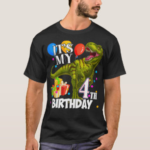 4th Birthday Boy 4 Years Old Dinosaur Saurus T Re T-Shirt