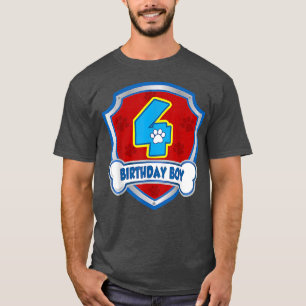 4th Birthday Boy 4 Years Old Patrol Dogs Lover Kid T-Shirt