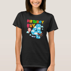 4th Birthday Boy Aeroplane Pilot 4 Years Old Helic T-Shirt