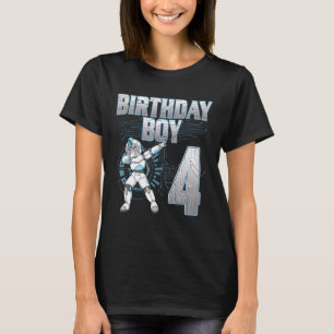 4th Birthday Boy Dabbing Robot 4 Years Old Bday T-Shirt