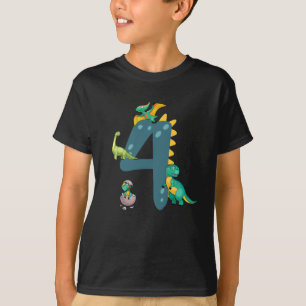 4th birthday boy Dinosaur Trex Dino 4 years old T-Shirt