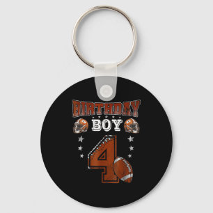 4th Birthday Boy Football Lover Theme 4 Years Old Key Ring