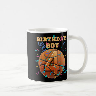 4th Birthday Boy Four 4 Years Old Basketball Playe Coffee Mug