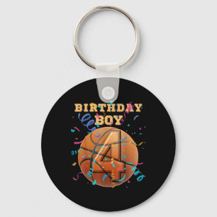 4th Birthday Boy Four 4 Years Old Basketball Playe Key Ring