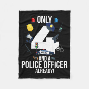 4th Birthday Boy Quote _only 4 And A Police Fleece Blanket