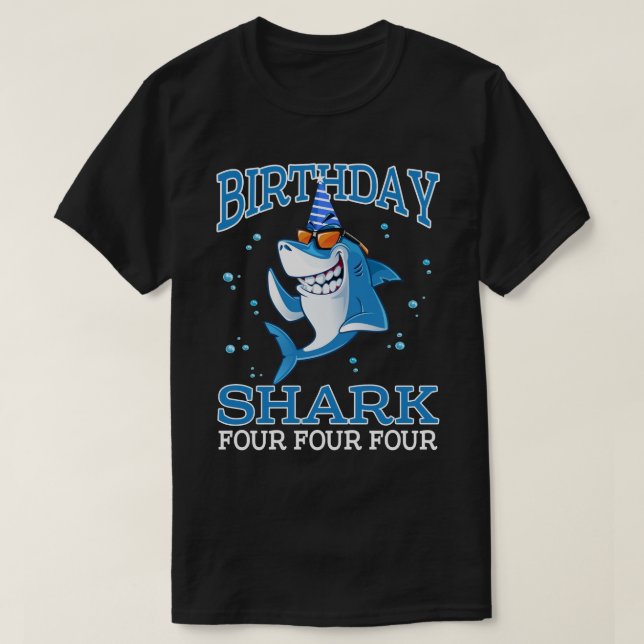 4TH Birthday Boy Shark Matching Party Gifts for Ki T-Shirt (Design Front)