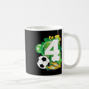 4th Birthday Boy Soccer Theme Party 4 Years Old Coffee Mug
