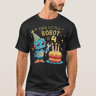 4th Birthday Boys 4 Year Old Robotics Robot 4th Bi T-Shirt
