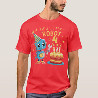 4th Birthday Boys 4 Year Old Robotics Robot 4th Bi T-Shirt