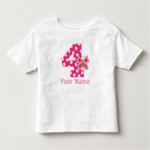4th Birthday Butterfly Girls Personalised Shirt