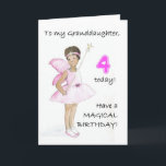 4th Birthday Card for a Granddaughter<br><div class="desc">A 4th Birthday Card for a granddaughter,  with a black fairy in a pink dress,  from a watercolour illustration by Judy Adamson. Please feel free to customise the inside message and contact me through my store if you would like changes to the front cover.</div>