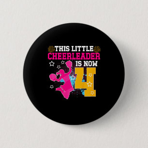 4th Birthday Cheer Girl Four Year Old Cheerleader 6 Cm Round Badge
