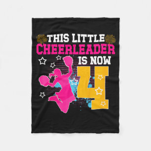 4th Birthday Cheer Girl Four Year Old Cheerleader  Fleece Blanket