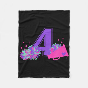 4th Birthday Cheerleading Girl Four Year Old Cheer Fleece Blanket