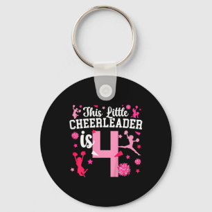 4th Birthday Cheerleading Girl Four Year Old Cheer Key Ring