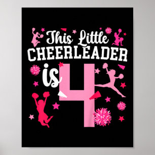 4th Birthday Cheerleading Girl Four Year Old Cheer Poster