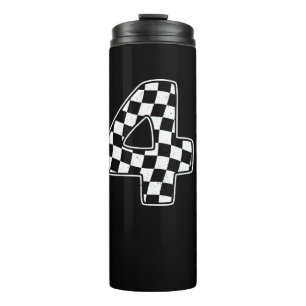 4th Birthday Chequered Number 4 Car Racing Flag  Thermal Tumbler