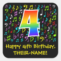 4th Birthday: Colourful Music Symbols, Rainbow 4