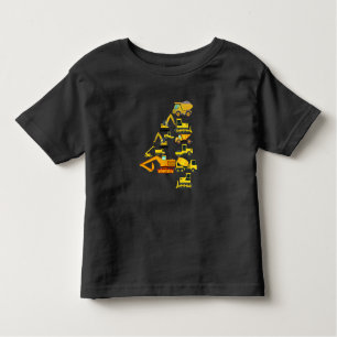 4th Birthday Construction Truck 4 Year Old Boy Kid Toddler T-Shirt
