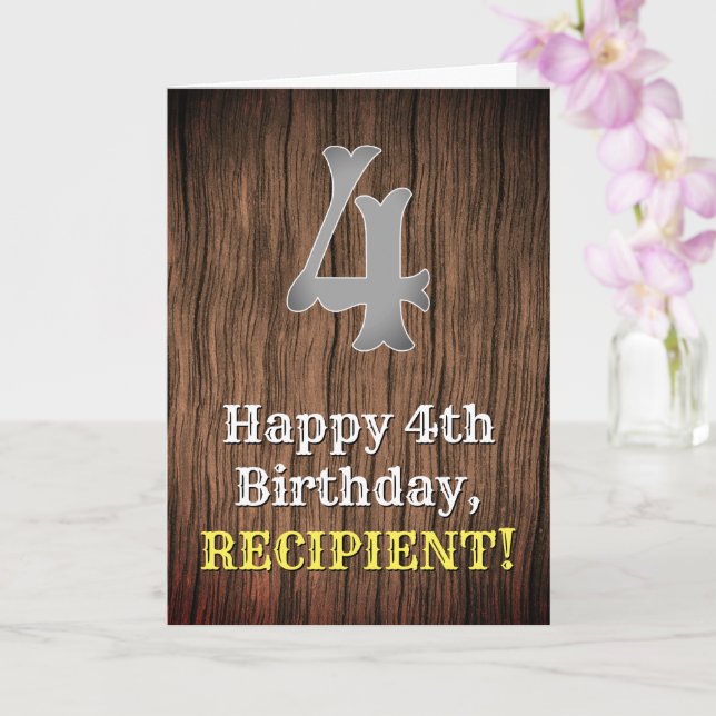 4th Birthday: Country Western Inspired Look, Name Card (Orchid)