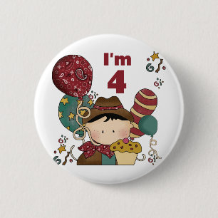 4th Birthday Cowboy Tshirts and Gifts 6 Cm Round Badge