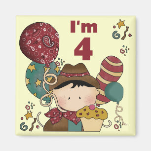 4th Birthday Cowboy Tshirts and Gifts Magnet