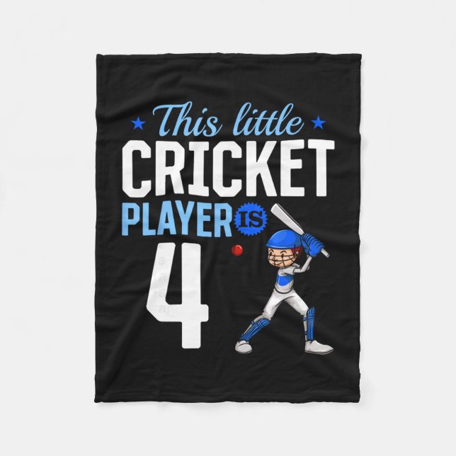 4th Birthday Cricket Player  Fleece Blanket (Front)