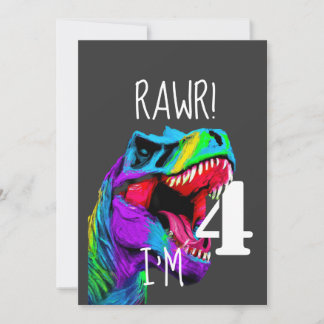 4th birthday Dinosaur Roar Invitation