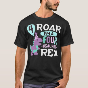 4th Birthday Dinosaur T Rex Four Osaurus 4 Years O T-Shirt