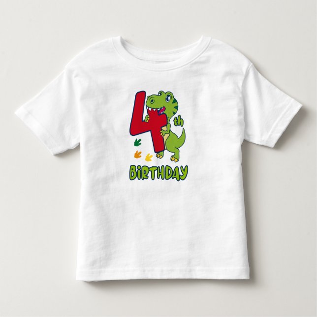 4th birthday dinosaur  toddler T-Shirt (Front)
