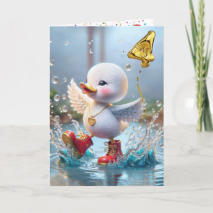 4th Birthday Duck Dancing In a Rain Puddle Card