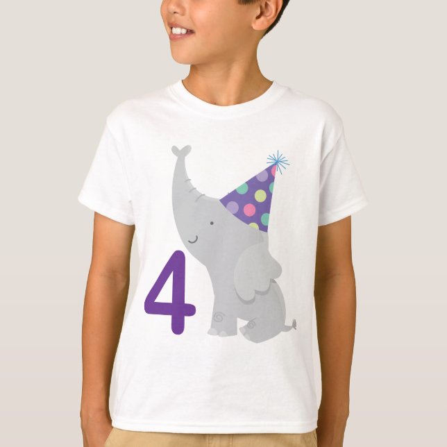 4th Birthday Elephant T-Shirt (Front)