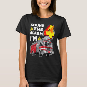 4th Birthday Fire Truck Boy Kids Firefighter 4 Yea T-Shirt