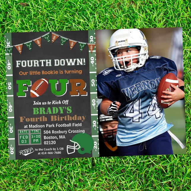 4th Birthday Football Birthday Party Invitation (Creator Uploaded)