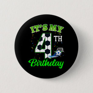 4th Birthday Football Boy Girl Kids Soccer Sports 6 Cm Round Badge