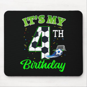 4th Birthday Football Boy Girl Kids Soccer Sports Mouse Pad