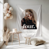 4th Birthday Four Arched Photo Welcome Sign