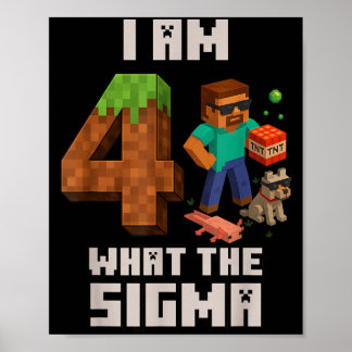 4th Birthday Funny Gamer Pixel 4 Bday Gamer Boys Poster