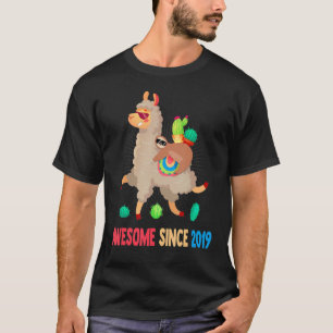 4th Birthday Gifts Awesome Since 2019 Sloth Riding T-Shirt