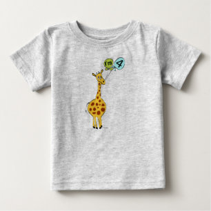 4th Birthday Giraffe Baby T-Shirt