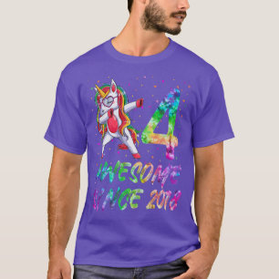 4th Birthday Girl Dabbing Unicorn 4 Years Old Unic T-Shirt