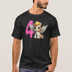 4th Birthday Girl Pegasus Birthday  Party Toddler  T-Shirt