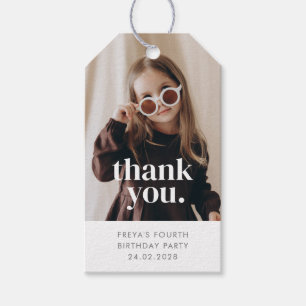 4th Birthday Girl Photo Thank You Gift Tags