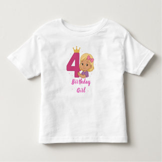 4th Birthday Girl Toddler Fine Jersey T-Shirt