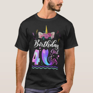 4th Birthday Girl Unicorn Mermaid Tail 4 Years Old T-Shirt