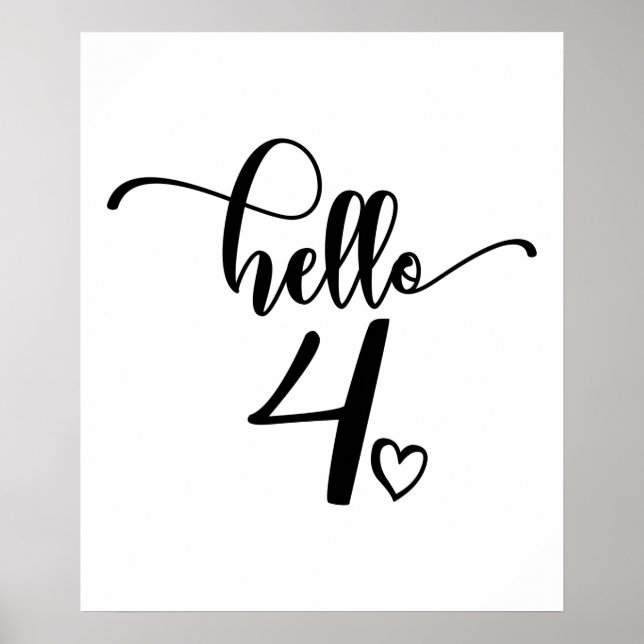 4th Birthday Girls Hello Four Cute 4 Years Old Kid Poster (Front)