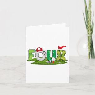 4th Birthday Golf Theme 4 Year Old Kids Sport Part Card